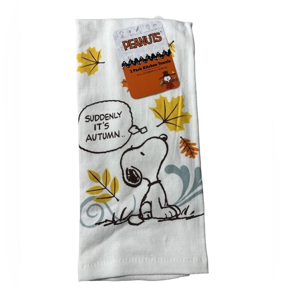 Peanuts Snoopy Fall Theme Set of 2 Kitchen Towels - Picture 1 of 2
